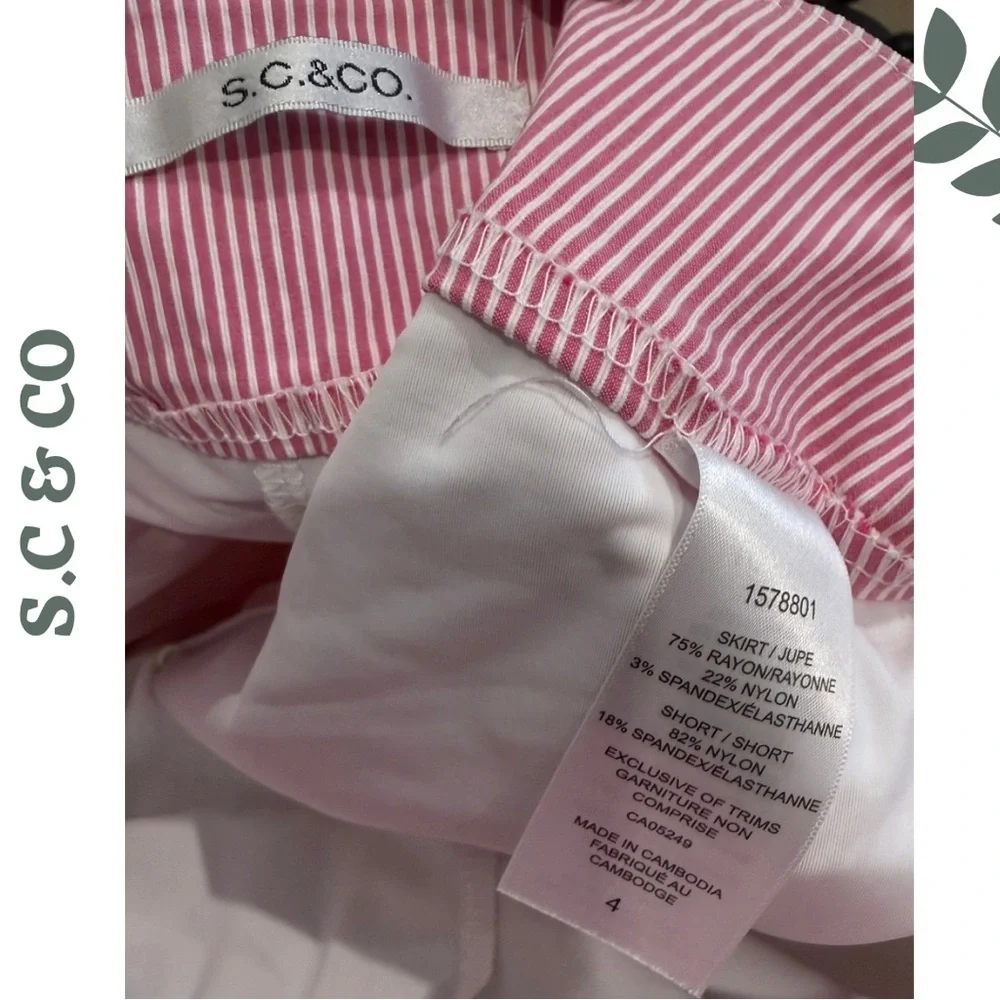 S.C. & Co Pink White Striped Skort Size 4 Stretch - Picture 5 of 5